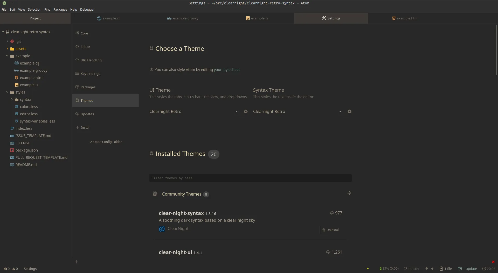 Settings view preview